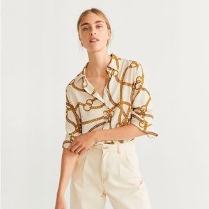 Mango Chain Print Button Down Shirt